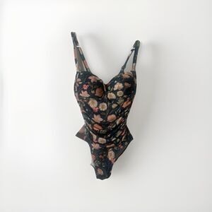 Nicole Miller Studio Women One Piece Swimsuit Floral Ruched Slimming Sz M